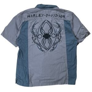 VTG Harley Davidson Motorcycles Large Mechanic Button Up Work Shop Shirt